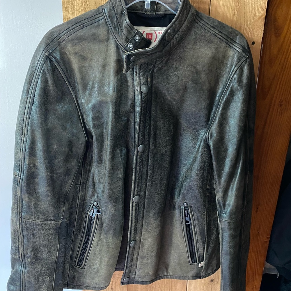 COPY - GAP Vintage Men’s Small Distressed Brown Leather Motorcycle Jacket